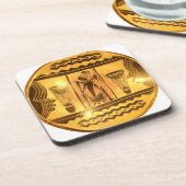 ゴールデンアフリカンエスニックアートプリントデザイン コースター (左側)