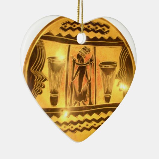 ゴールデンアフリカンエスニックアートプリントデザイン セラミックオーナメント (右)