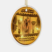 ゴールデンアフリカンエスニックアートプリントデザイン セラミックオーナメント (右)