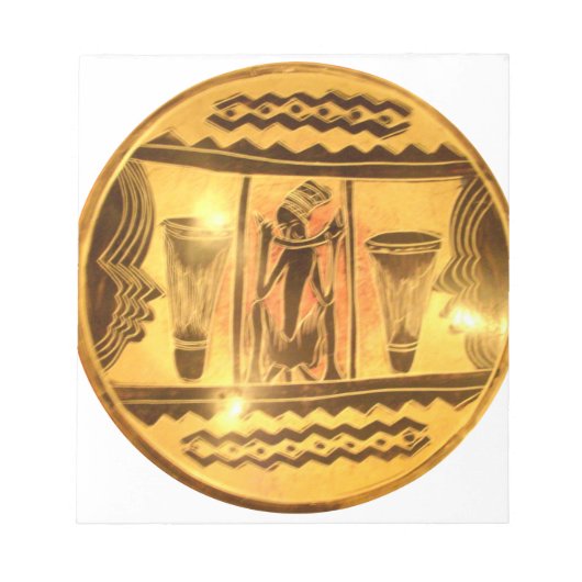 ゴールデンアフリカンエスニックアートプリントデザイン ノートパッド (正面)