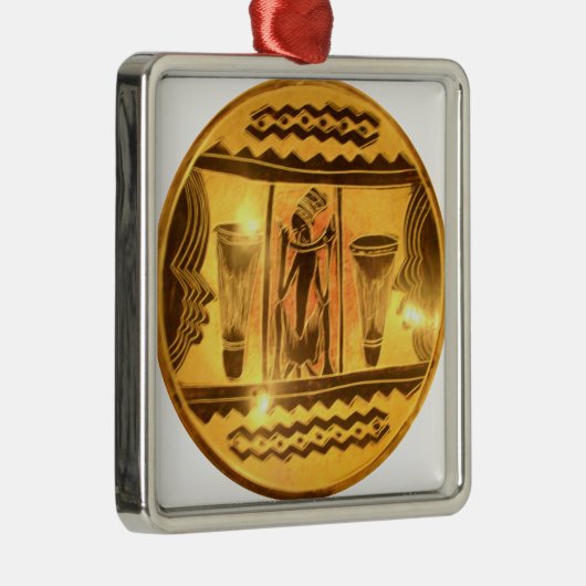ゴールデンアフリカンエスニックアートプリントデザイン メタルオーナメント (右)