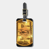 ゴールデンアフリカンエスニックアートプリントデザイン ラゲッジタグ (正面縦)