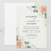 ゴールデンアプリコット・ブルーム・アーチの結婚式 招待状 (正面/裏面)