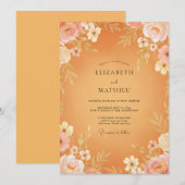 ゴールデンアプリコット・芍薬の結婚式 招待状 (正面/裏面)