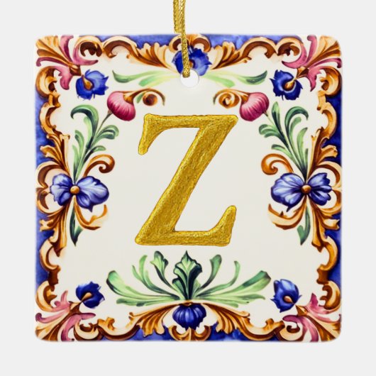 ゴールデンアルファベット – Zの文字 セラミックオーナメント (正面)