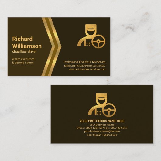 ゴールデンアローズブラウンシェードショーフールタクシー 名刺 (正面/裏面)