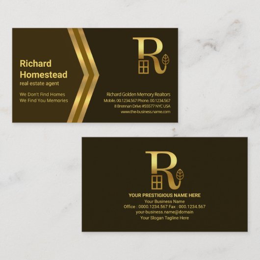 ゴールデンアローズレターRエステート実在エージェント不動産仲介業者 名刺 (正面/裏面)
