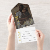 ゴールデンアローズ&デイトフォトインフォーマル結婚ズ オールインワン招待状 (切り取り部)