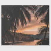 ゴールデンアワーのヤシの木のシルエット ラッピングペーパー (フラット)