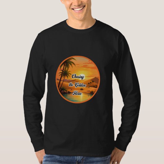 ゴールデンアワーの日没オアシス美学 Tシャツ (正面)