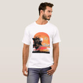 ゴールデンアワーの野生動物のシルエット Tシャツ (正面フル)