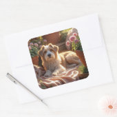 ゴールデンアワーガーデンドッグ – 居心地の良いペットメモリシーン スクエアシール (封筒)