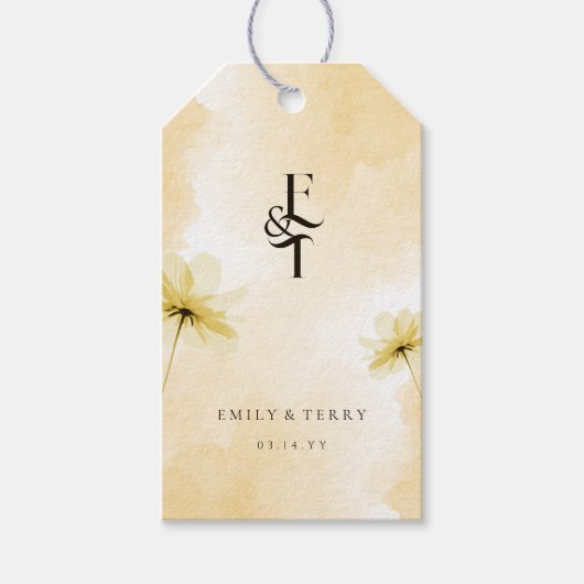 ゴールデンアワーグレース&モノグラム結婚の感謝 ギフトタグ (正面)