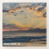 ゴールデンアワーサンセット – ヴェネツィアビーチ, CA ガラスコースター (正面)