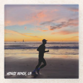 ゴールデンアワーサンセット – ヴェネツィアビーチ, CA ガラスコースター (正面)