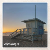 ゴールデンアワーサンセット – ヴェネツィアビーチ, CA ガラスコースター (正面)