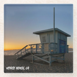ゴールデンアワーサンセット – ヴェネツィアビーチ, CA ガラスコースター