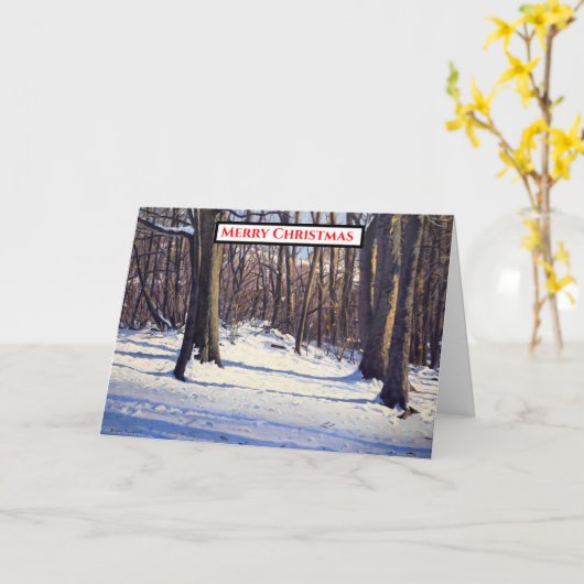 ゴールデンアワースノーシーンクリスマス カード (黄色い花)