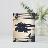 ゴールデンアワーロマンスシルエットカップル日没ウォーク ポストカード (スタンド正面)