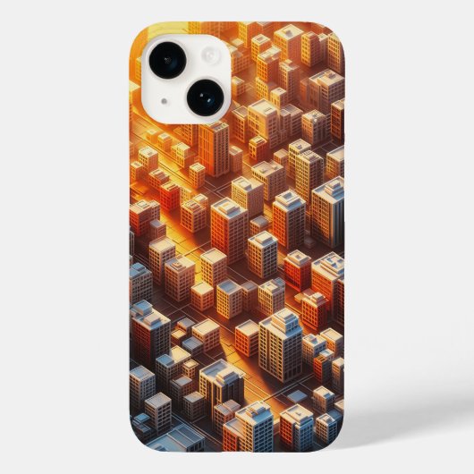 ゴールデンアワー都市景観スマホケース - アイソメトリック3Dデザイン Case-Mate iPhoneケース (裏面)