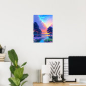 ゴールデンアワー魔法、平和湖 ポスター (ホームオフィス)