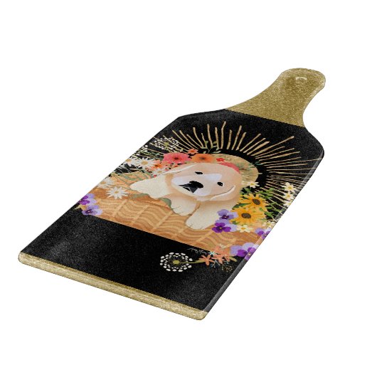 ゴールデンアワー – レトリバー – ガラスのチャルキュテリーボード カッティングボード (角)