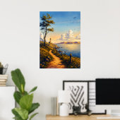 ゴールデンアワー 海岸の灯台風景ポスター ポスター (ホームオフィス)