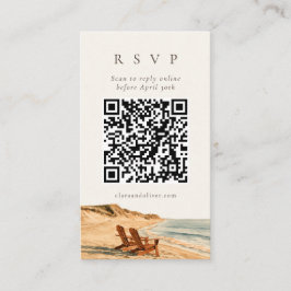 ゴールデンアワー 海辺のビーチウェディング QR RSVPカード エンクロージャーカード
