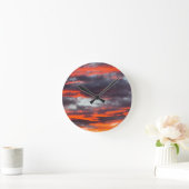 ゴールデンアワーCloudscapeエレガントサンセット写真 ラウンド壁時計 (ホーム)