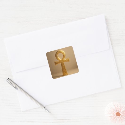 ゴールデンアンク古代エジプトのシンボルステッカー スクエアシール (封筒)