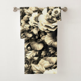 ゴールデンアンティークフローラと蝶 バスタオルセット