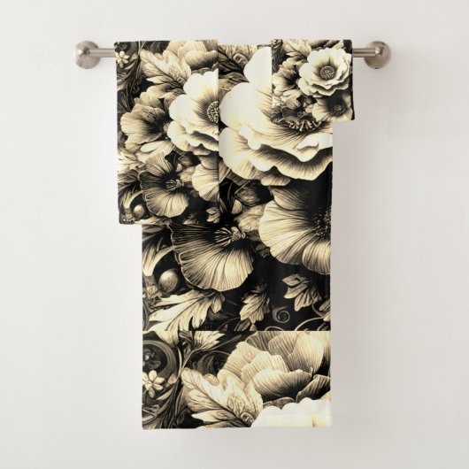 ゴールデンアンティークフローラと蝶 バスタオルセット (インサイチュ)