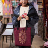 ゴールデンアンドクリムゾンアラベスクスタイルマンダラ トートバッグ