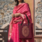 ゴールデンアンドクリムゾンアラベスクスタイルマンダラ トートバッグ