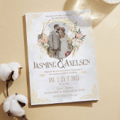 ゴールデンアンドフラワーエレガントウェディング招待状 招待状