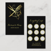 ゴールデンアンドブラック美しいサロン ロイヤリティカード (正面/裏面)
