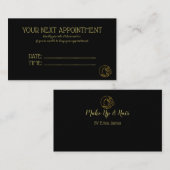 ゴールデンアンドブラック美しいサロン 予約カード (正面/裏面)