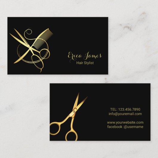 ゴールデンアンドブラック美しいサロン 名刺 (正面/裏面)