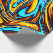 ゴールデンアンバーとブルー抽象芸術溶岩流 ラッピングペーパー (角)