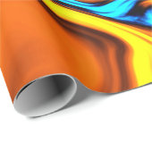 ゴールデンアンバーとブルー抽象芸術溶岩流 ラッピングペーパー (ロールコーナー)