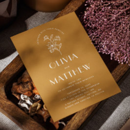 ゴールデンアンバーフローラミニマ結婚リスト。QRと写真 招待状