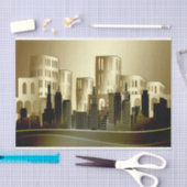 ゴールデンアーキテクチャルシティスケープ抽象芸術の切り離し 薄葉紙 (クラフト)