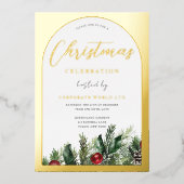 ゴールデンアーチファミリーまたはオフィスクリスマスパーティー 箔招待状 (正面)