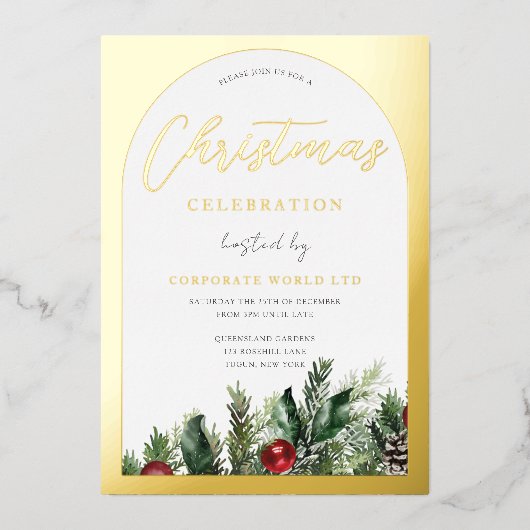ゴールデンアーチファミリーまたはオフィスクリスマスパーティー 箔招待状 (正面)