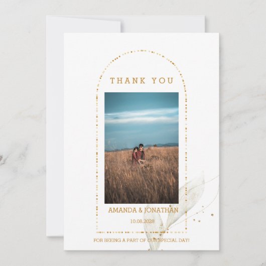 ゴールデンアーチフォトフラッ結婚トのサンキューカード サンキューカード (正面)