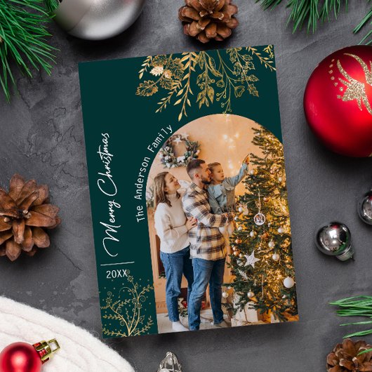 ゴールデンアーチフォトホリデーミニマリストクリスマス 招待状