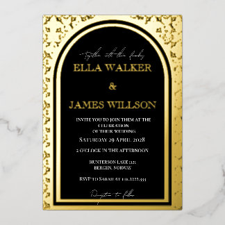 ゴールデンアーチリーガルブラック(無地の) 箔招待状