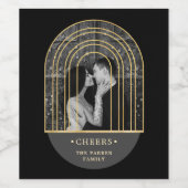 ゴールデンアーチ |ブラックとグレーのフォト応援 ワインラベル (シングルラベル)