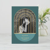 ゴールデンアーチ |深いグリーンクリスマスフォト シーズンカード (スタンド正面)