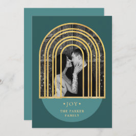 ゴールデンアーチ |深いグリーンクリスマスフォト シーズンカード